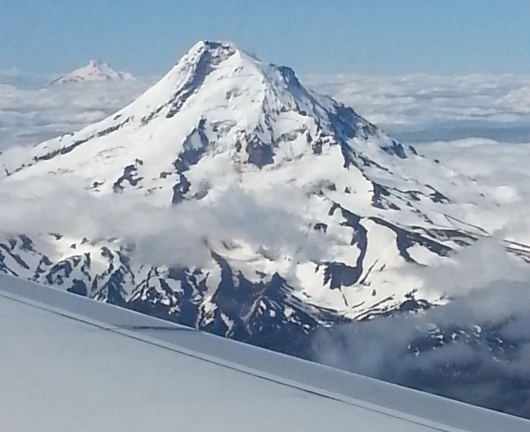 View of Mount Hood, flying into Portland